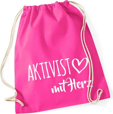 Produktbild von Huuraa Turnbeutel Aktivist mit Herz 12 Liter Fuchsia Baumwolle Rucksack Geschenkidee