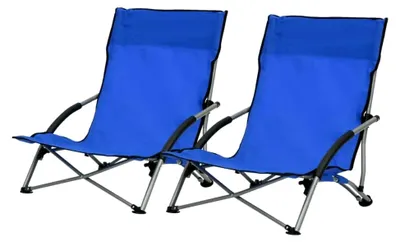 Produktbild von Klappbare Strandstühle 2 Stück Campingstuhl, Bodenstuhl, Strandstuhl, Sonnenstuhl, Anglerstuhl, Klappstuhl, Blau