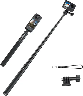 Produktbild von Selfie Stick 1 Stück, Teleskopischer Tripod Mit 1/4 Zoll Gewinde, Für GoPro DJI Insta360, 25,4–134 Cm Verstellbar, Schwarz