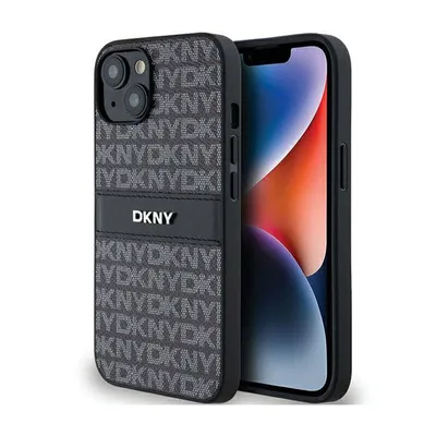 Zdjęcie produktu dla Etui Dkny Leather Mono Stripe & Metal Logo Na Iphone 15 / 14 / 13 - Czarne