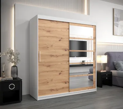 Obrázok produktu pre Skriňa s posuvnými dverami MICHALELA - šírka 180 cm, biela / dub artisan
