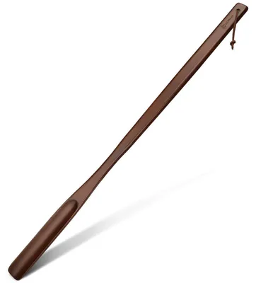 Immagine prodotto di Calzascarpe in legno, extra lunghi, 75 cm, color marrone, in legno di faggio, con foro per il fissaggio
