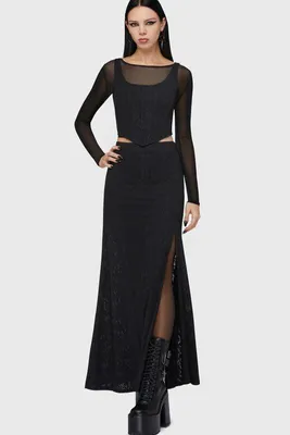 Produktbild von Motionless In White by Killstar Langer Rock Damen Lisbeth Maxi Skirt schwarz 4XL