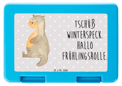 Produktbild von Mr. & Mrs. Panda Bentobox Otter Bauch - Grau Pastell - Geschenk, dick, Bento Box, Winterspeck, Frühstücksbox, Seeotter See, Sportmuffel, Lunchbox, Brotbehälter, Snackbox