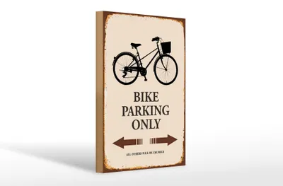 Produktbild von Holzschild Spruch 20x30cm Bike parking only Fahrrad parken