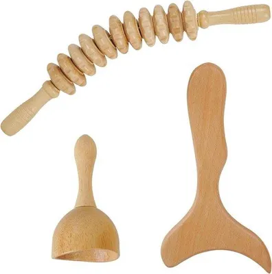 Productafbeelding van Houten roller voor lymfedrainage - Massageapparaat voor cellulitis - Massageapparaat voor de benen
