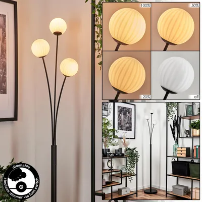 Produktbild von Lerici Stehlampe aus Metall/Riffelglas in Schwarz/Weiß