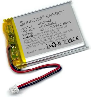 Immagine prodotto di Batteria ai polimeri di litio innCraft Energy 800mAh 3,7V, 44x34x5 Modello 503443 2P Connettore Molex 51021-020 1,25mm