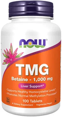 Produktbild von TMG Betain 1000 mg 100 Tabletten Now Foods