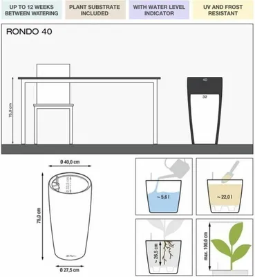 Obrázek produktu pro Lechuza Samozavlažovací květináč Rondo Premium 40 cm, červená