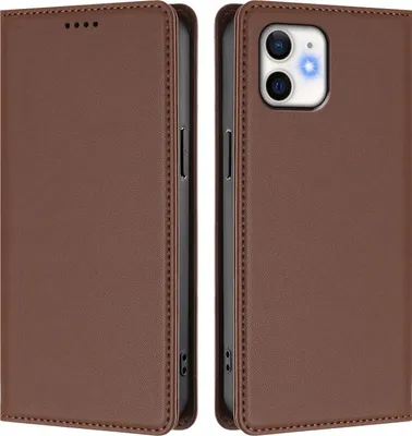 Image de Etui en cuir pour iPhone 11, étui magnétique en cuirPolyuréthaneavec support Marron