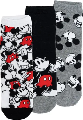 Produktbild von Disney Mickey Mouse Socken für Herren - Sneaker Männer Strümpfe Grau/Schwarz/Weiß (3er Pack) 39-42