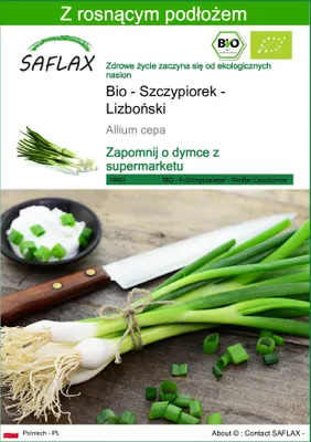 Zdjęcie produktu dla SAFLAX - Bio - Szczypiorek - Lizboński - 150 Nasiona - Z podłożem uprawowym wolnym od zarazków - Allium cepa