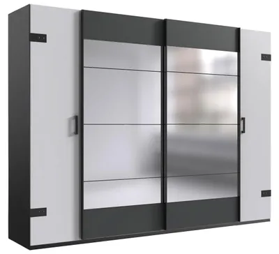 Produktbild von Dreh-/Schwebetürenschrank Stockholm Kleiderschrank 270x65x210cm graphit weiß (18769)