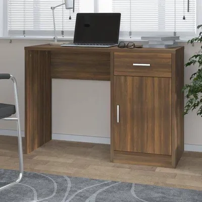 Obrázek produktu pro Psací stůl s zásuvkou - Pracovní stolek s úložným prostorem - Organizace domácí práce - Elegantní design - 100x40x73 cm - Dubová barva