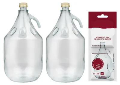 Produktbild von 2x 5L Flasche +Schwefelpulver GLASBALLON Weinballon Glasflasche Gärballon
