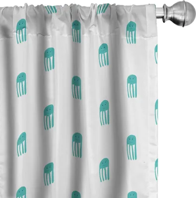 Produktbild von ABAKUHAUS Qualle Vorhänge, Gardinen, Lustige Hand gezeichnete ozeanische Charaktere Childish Kids Style Nursery Pattern, 2 Stück 75 x 175 cm, Türkis und Weiß