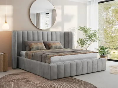Produktbild von MKS Meble Premium Polsterbett GOLETTA CLASSIC mit Bettkasten & Stauraum 160 x 200 cm, Gasdruckfedern, Inkl. Lattenrost, Modernes Design Ehebett, Pocket Matratze - VIRE LUX - Hellgrau Velvet