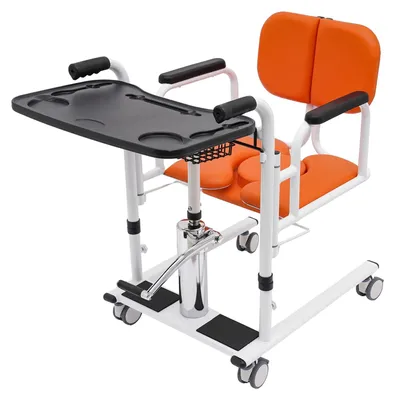 Produktbild von Patientenlift, Hydraulisches Hebesystem, Tragbare Transportrollstuhl mit 4 Rädern, Robuste Stahlkonstruktion, Orange