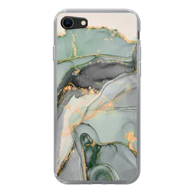 Produktbild von MuchoWow® Handyhülle Schutzhülle Hülle für iPhone 8 Gold - Marmor - Grün - Luxus - Glitzer - Marmoroptik Silikon Softcase Handy Hülle - Schutzhaube