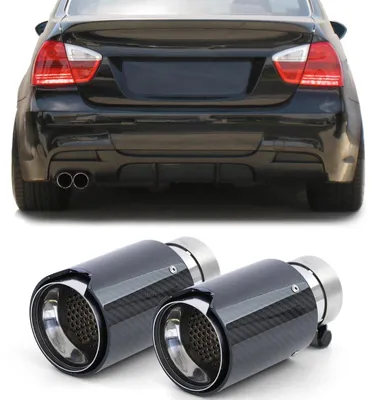 Image de Tuyau d'échappement de 90 mm, à double sortie, en fibre de carbone noire, pour BMW Série 3 (E90, E91, E92, E93) de 2004 à 2013