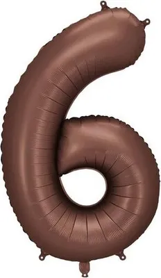 Immagine prodotto di Palloncino in foil numero "6" - 86 cm, moka, marrone satinato