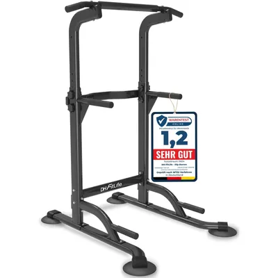 Zdjęcie produktu dla DH FitLife Power Tower Dip Station | Wolnostojąca stacja do podciągania i dipów z trenażerem pleców | Stacja siłowa Wieża siłowa do domowej siłowni