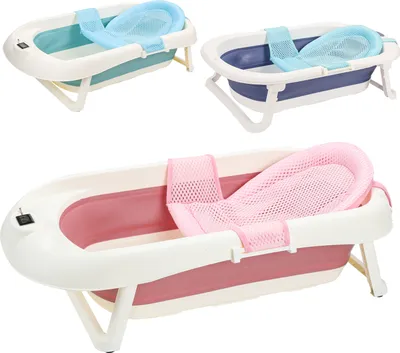 Produktbild von TolleTour Baby Badewanne Neugeborenen Faltbare Babywanne Kinderbadewanne Temperatur-Sensor,Rosa