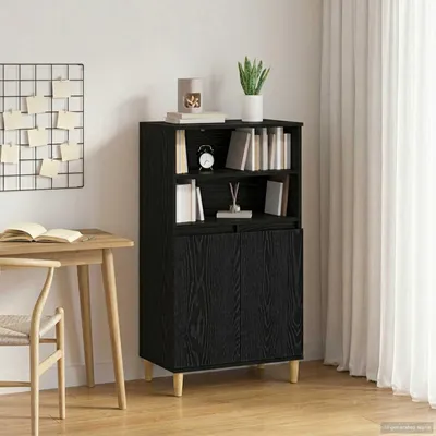 Obrázok produktu pre vidaXL Vysoká komoda, čierna, vzhľad dubu, 60 x 36 x 110 cm, drevotrieska