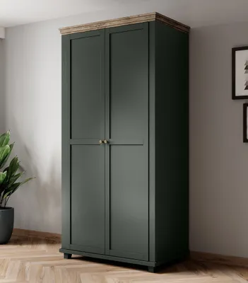 Produktbild von Kleiderschrank mit 2 Türen EPSOM-83 in grün mit Lefkas Eiche Nb., B/H/T: ca. 108/216/62 cm