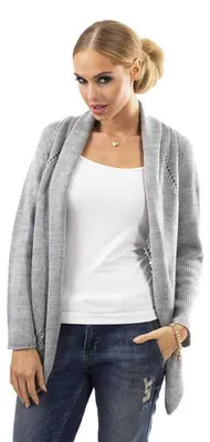 Produktbild von Damen Poncho Strick Umhang Jacke, S/M, Grau