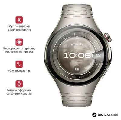 Zdjęcie produktu dla Huawei WATCH 5, 3,81 cm (1.5"), AMOLED, Ekran dotykowy, Wi-Fi, GPS, 58 g
