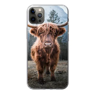 Produktbild von MuchoWow® Handyhülle Schutzhülle Hülle für iPhone 12 Pro Max Schottischer Highlander - Berg - Tier Silikon Softcase Handy Hülle - Hartschale