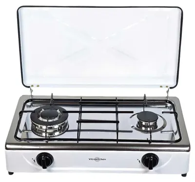 Image de Vitrokitchen 252BB, Blanc, Plan de travail, 59,5 cm, Gaz, Acier inoxydable, 2 zones/zones
