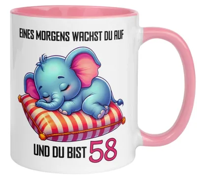 Produktbild von Tasse 58. Geburtstag Frau – „Eines Morgens wachst du auf und du bist 58“ – Geschenk zum Geburtstag Frauen