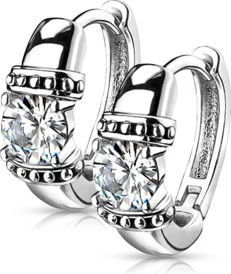 Produktbild von Creolen Edelstahl Damen Kreolen Ohrstecker Ohrringe Zirkonia Kristall Autiga® silber