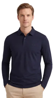 Immagine prodotto di Polo Boss Green Piro a maniche lunghe in cotone di alta qualità, blu navy