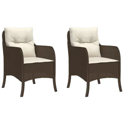 Immagine prodotto di vidaXL Sedie da giardino con cuscino 2 pz. Poli rattan marrone