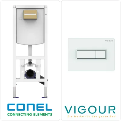 Produktbild von CONEL WC Vorwandelement mit VIGOUR TEES Betätigungsplatte, weiß