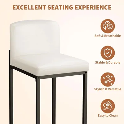 Obrázek produktu pro Jídelní židle, sada 2 kusů - Jídelní židle - Polstrované sedadlo - Opěradlo - Kovová konstrukce - Bez područek - Moderní design - Rozměry: 40x44x91 cm - Bílá barva