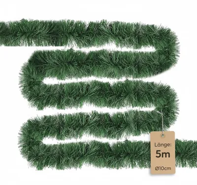 Produktbild von Meisterhome® Künstliche Weihnachtsgirlande Tannengirlande Grün 5m Lange, Tannengirlande Tannenzweiggirlande Weihnachtsdeko Weihnachten - Außen & Innen