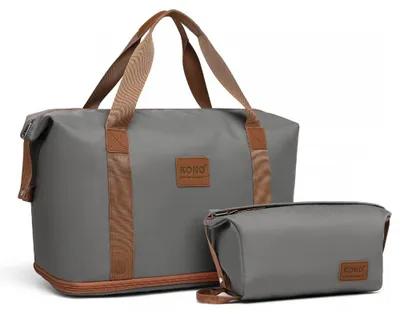 Produktbild von Graue Handgepäcktasche für Damen, 40 x 30 x 20 cm, mit Kosmetiktasche, Brugia GY/BN