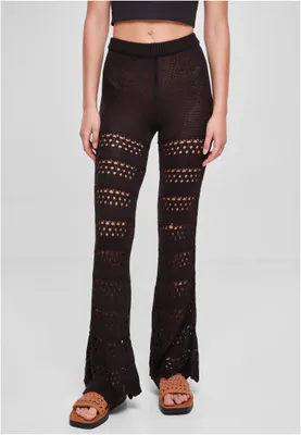Obrázek produktu pro Dámské leginy Urban Classics Ladies Flared Crochet Knit Leggings black - 3XL
