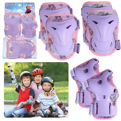 Produktbild von Frozen Schutzausrüstung für Kinder zum Inlineskaten, Radfahren und Rollerfahren, Set mit Knie-, Ellbogen- und Handgelenkschützern
