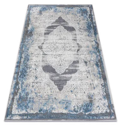 Produktbild von Modern NOBLE Teppich  9479 63 Ornament vintage - Strukturell zwei Ebenen aus Vlies creme / blau beige 120x170 cm