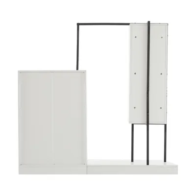 Image de Armoire moderne avec tiroirs & sideboard, blanc, L140 x P40 x H135 cm - penderie avec tringle & espace de rangement