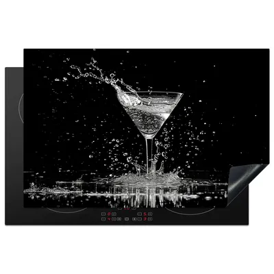 Produktbild von KitchenYeah© Herdabdeckplatte Glas - Cocktail - Schwarz - Trinken , 80x52cm, Küche Deko, Glaskeramikkochfeld Herdabdeckung, Abdeckplatte fùr Kochfeld