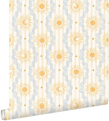 Produktbild von ESTAhome Tapete Retro-Ornamente Beige, Blau und Gelb 50 x 900 cm