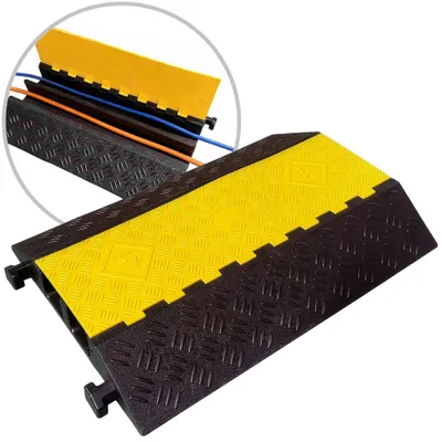 Produktbild von Floordirekt Kabelbrücke 2 Kanal Torus, Kabelschutzbrücke bis 20t, Kabelrampe, Überfahrrampe Kabelkanal Boden, rutschfest & wetterfest - 90x61,5x10,5cm