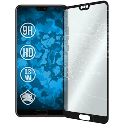 Produktbild von 2er-Pack PhoneNatic Glas-Folie klar full-screen schwarz kompatibel mit Huawei P20 - Panzerglas für P20